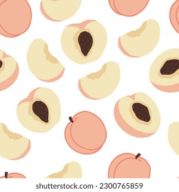 Peach Seamless abstract backgrounds. Hand drawn various shapes and doodle objects. Can be used for printing needs and other digital needs. Contemporary modern trendy vector illustrations.