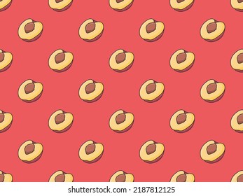 Pfirsichfarbene, moderne Musterhintergrund flaches, doodle Cartoon, Vektorgrafik Frucht