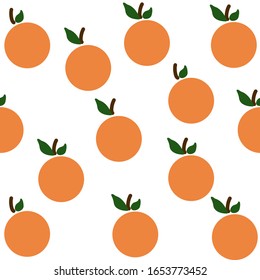 Peach seamless flat simple background, ripe orange fruit vector isolated illustration.
