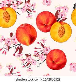 Peach seamless pattern