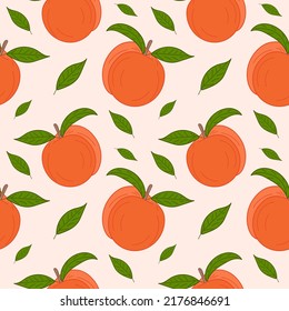 Peach seamless pattern. Abricot seamless pattern for print. Vegetarian fruit background. vector illustration