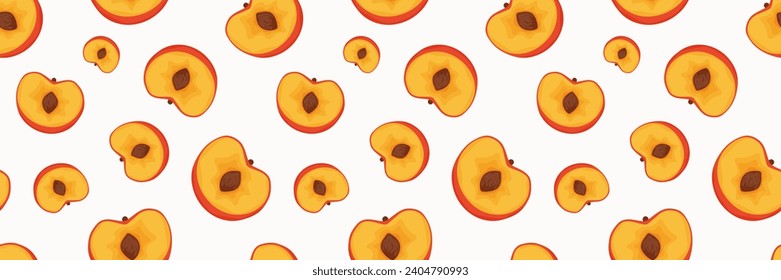 Peach seamless Pattern in cartoon style.