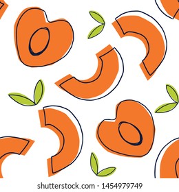 Peach seamless pattern. Fresh peaches poster.