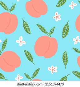 peach seamless pattern. hand drawn.