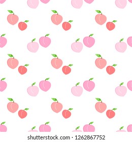 Peach seamless pattern on white background ,fresh fruit vector.