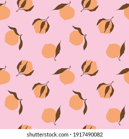 Peach seamless pattern, vector background scalable to any size. Peach fruits. The colored coating is pink, coral, brown. For covers, fabrics, wallpaper, wrapping paper, scrap, notebooks, textiles, etc