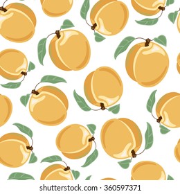 Peach seamless pattern. Vector illustration.