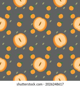 peach semaless pattern vector on grey color 