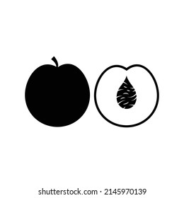 Peach Silhouette. Black and White Icon Design Element on Isolated White Background