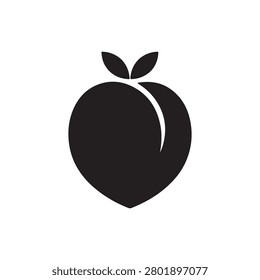 Peach silhouette icon vector flat design.