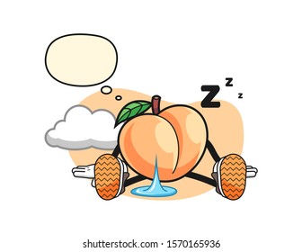 Peach sleep with thought bubble cartoon. Mascot Character vector.