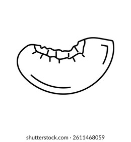 peach slice cut line icon vector. peach slice cut sign. isolated contour symbol black illustration