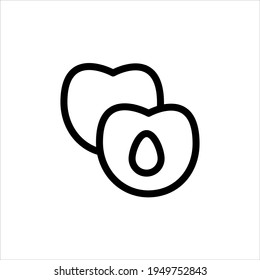Peach slice icon, simple style. Outline peach vector icons for web design isolated on white background