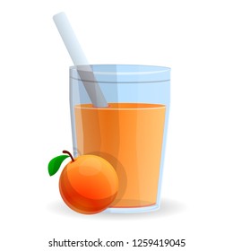 Peach smoothie glass icon. Cartoon of peach smoothie glass vector icon for web design isolated on white background