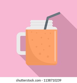 Peach smoothie icon. Flat illustration of peach smoothie vector icon for web design