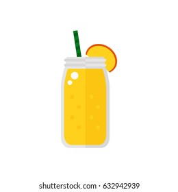 Peach smoothie icon isolated on white background. Flat vector illustration design. 