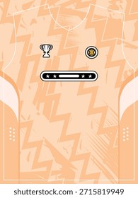 Peach Soccer Jersey Template with Trophy and Star Emblems