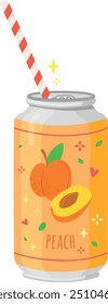 Peach soda can cartoon icon. Fruit beverage isolated on white background