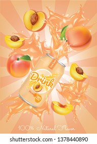 Peach splash water.illustration vector