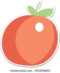 Peach Sticker Icon Vector Illustration