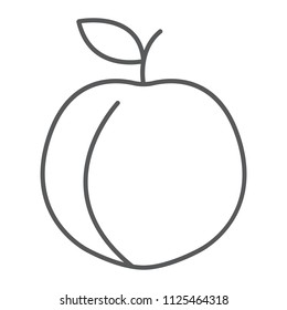 Peach thin line icon, fruit and vitamin, apricot sign, vector graphics, a linear pattern on a white background, eps 10.