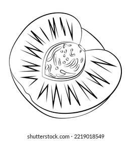 The peach is a thin line. Vector on a white background.