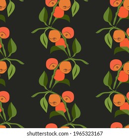 Peach tree fruit seamless pattern.Vector illustration of a peach. Image on a white background.