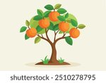 Peach tree Isolated flat vector illustration 