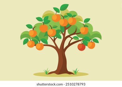 Peach tree Isolated flat vector illustration 