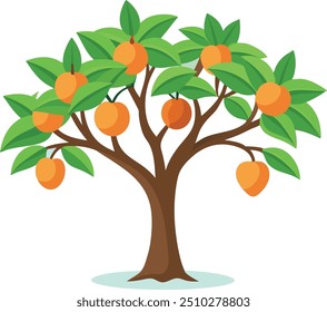 Peach tree Isolated flat vector illustration 