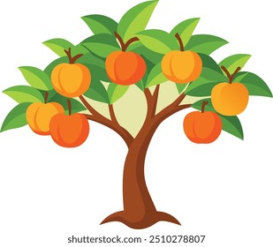 Peach tree Isolated flat vector illustration 