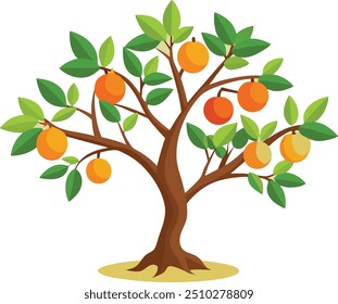 Peach tree Isolated flat vector illustration 