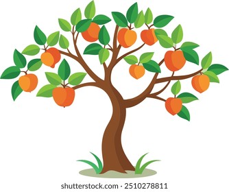 Peach tree Isolated flat vector illustration 