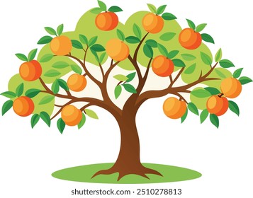 Peach tree Ilustração isolada do vetor plano 