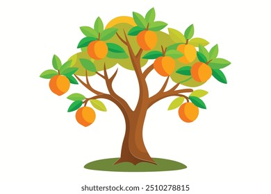 Peach tree Isolated flat vector illustration 