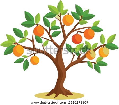 Peach tree Isolated flat vector illustration 