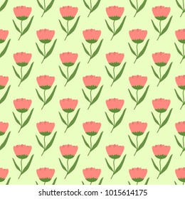 Peach Tulip Flowers with a Light Green Base Spring Background