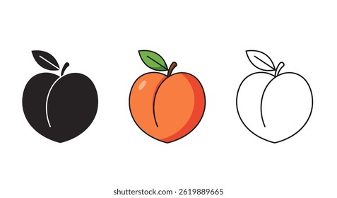 Peach Vector Art Illustration Set