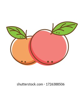 Peach Vector. Peach Doodle Logo. Peach On White Background. Peach Logo Design.