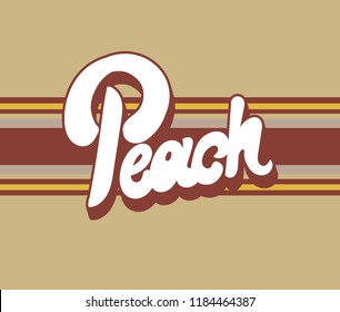 Peach. Vector hand drawnlettering isolated . Template for card, tattoo, poster, banner, print for t-shirt, pin, badge, patch.