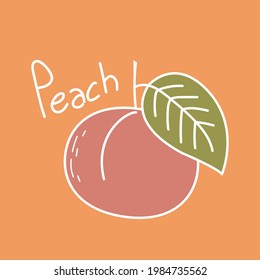Peach vector. Peach heart vector. Peach on orange background. Peach logo design.