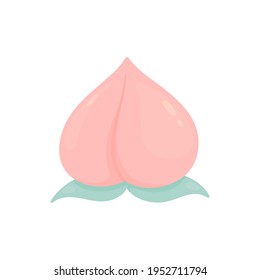 Peach vector. Peach heart vector. Peach on white background.