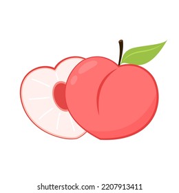 Peach vector. Peach heart vector. Peach on white background. Peach logo design.