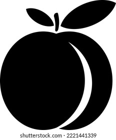 Peach, vector icon. Black peach on a white background.