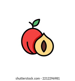 Pfirsichsymbol. Fruchtsymbol gefüllt Linie Stil. perfekte Verwendung für Ikone, Logo, Illustration, Website und mehr. Symboldesign-Volllinienstil