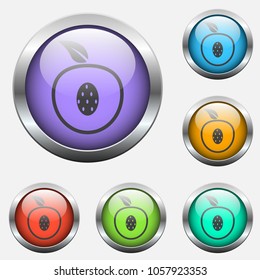 peach vector icon on color glass buttons