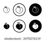 Peach vector icon set. apricot fruit sign. butt icon suitable for apps and websites UI designs.