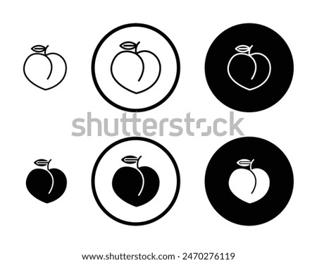 Peach vector icon set. apricot fruit sign. butt icon suitable for apps and websites UI designs.