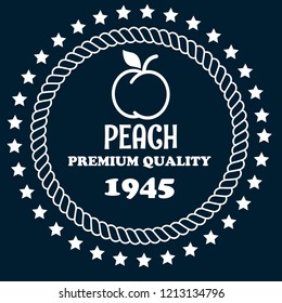 Peach vector icon.Peach premium quality badge,emblem, label, badge premium quality package label. vintage stamp. designed for peach products