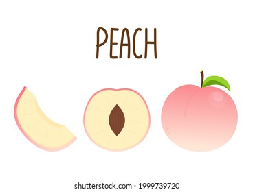 Pfirsichsymbole setzen. Realistische Illustration